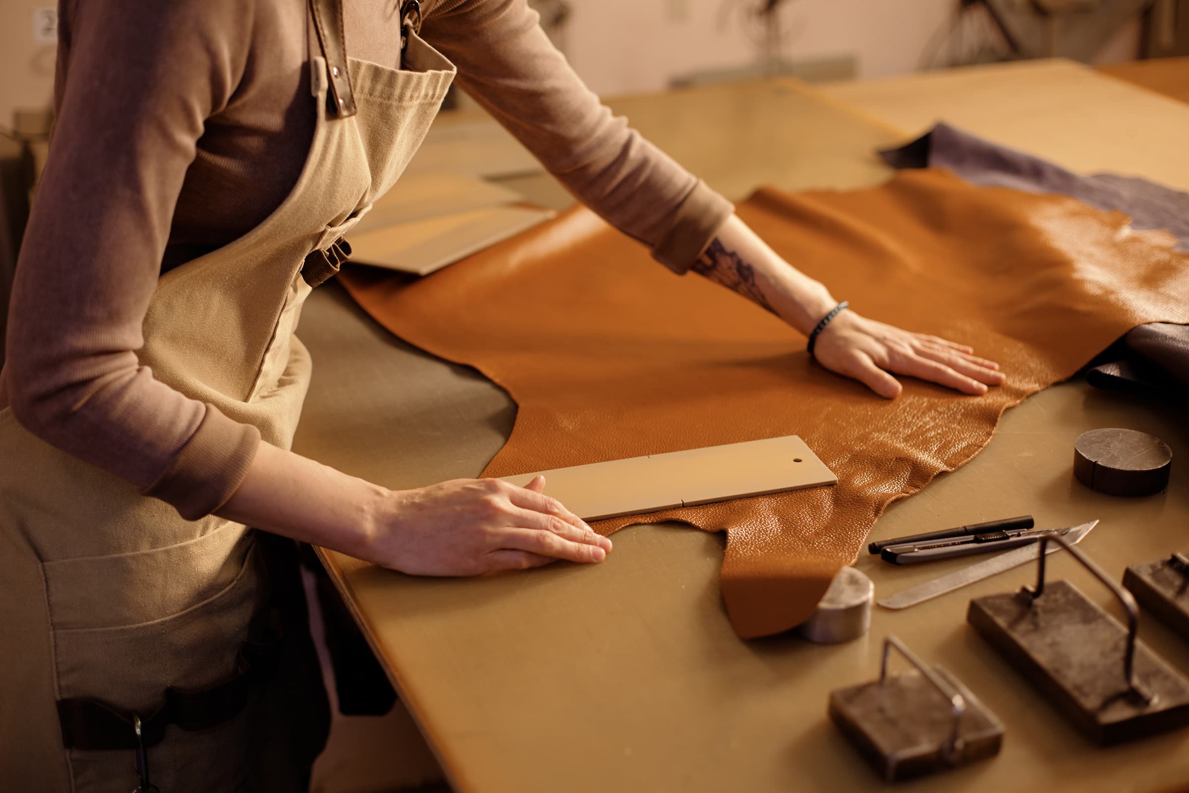 Leather artisan at work